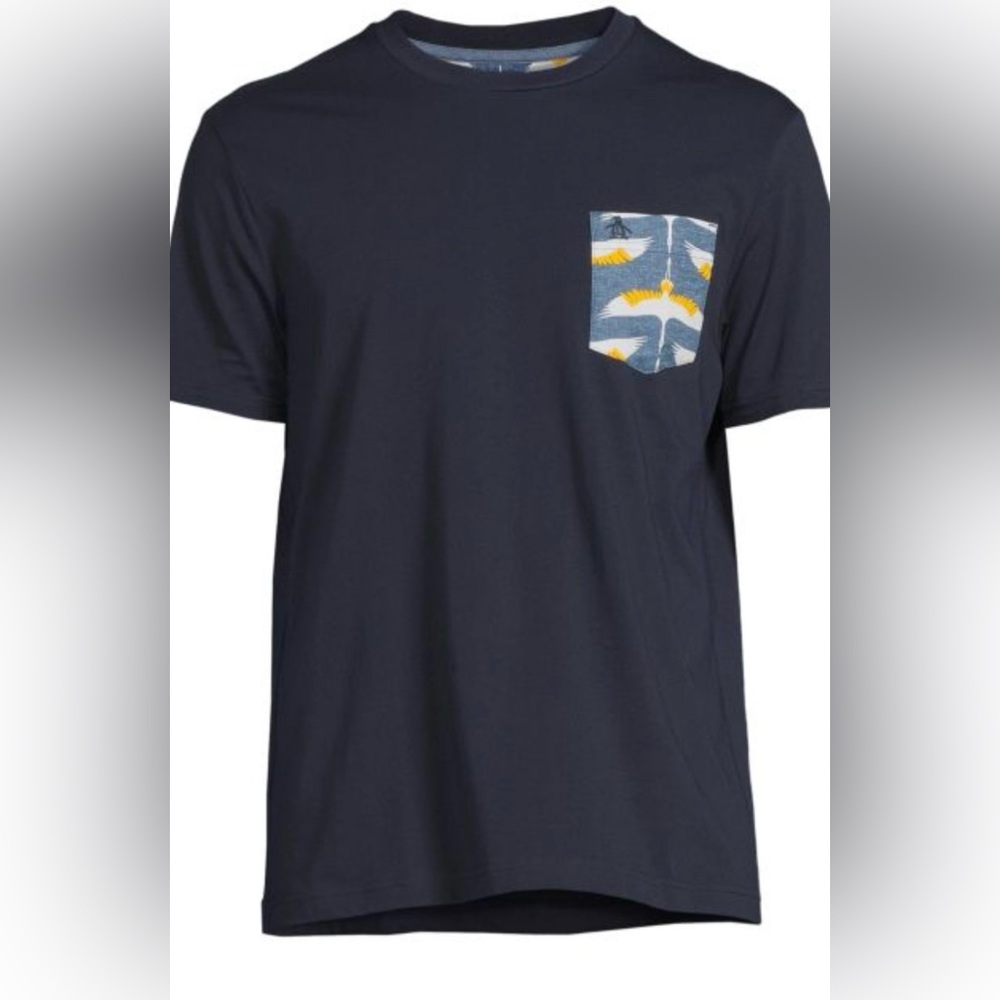 Original Penguin Men’s Tee Shirt Small NWT Blue with Crane Pocket Design-S